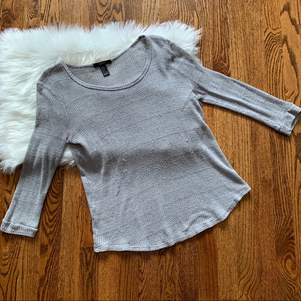 Forever 21 Grey Three Quarter Sleeve Sweater